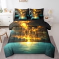 thumbnail image 1 of Homewish Boys Girls Orange Lightning Bedding Comforter Set 7pcs,Abstract Gradient Queen Bedding Sets Super Cozy,Natural Disaster Queen Sheet Sets,Microfiber Bedroom Decor,Reversible, 1 of 8