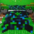 thumbnail image 1 of Homewish Boys Girls Pixelated Miners 3 Pieces Queen Comforter Set,Geometric Plaid Ultra Soft Bedding Sets,Building Blocks Bedding Comforter Set Breathable,Luxury Bedroom Decor,Reversible, 1 of 8
