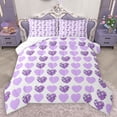 thumbnail image 1 of Homewish Boys Girls Purple Love Heart 3 Pieces Queen Comforter Set,Dreamy Princess Ultra Soft Bedding Sets,Happy Valentine's Day Bedding Comforter Set Breathable,Lightweight Room Decor,Reversible, 1 of 8