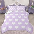 thumbnail image 1 of Homewish Boys Girls Purple Love Heart 3 Pieces Queen Comforter Set,Dreamy Princess Ultra Soft Bedding Sets,Happy Valentine's Day Bedding Comforter Set Breathable,Lightweight Room Decor,Reversible, 1 of 8