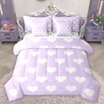 thumbnail image 1 of Homewish Boys Girls Purple Love Heart Bedding Comforter Set 7-Piece,Dreamy Princess King Bedding Sets,Happy Valentine's Day Ultra Soft Bed Sheets,Lightweight Room Decor,Reversible, 1 of 8