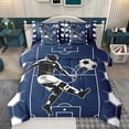 thumbnail image 1 of Homewish Boys Girls Sport Soccer 7-Piece Bedding Comforter Set,Geometric Honeycomb King Bedding Sets,Black Blue Ultra Soft Bed Sheets,Super Cozy Room Decor,Reversible, 1 of 8