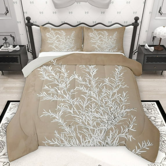 Homewish Boys Girls Tree Leaves Bedding Comforter Set 2pcs,Botanical Plants Twin Comforter Sets Microfiber,Vintage Aesthetic Breathable Bedding Set,Super Cozy Room Decor,Reversible