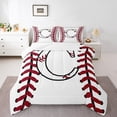 thumbnail image 1 of Homewish Boys Sport Baseball Full Size Comforter Sets, Initial C Letter Bedding Comforter Set, Chic Stripes Abstract Reversible Bedding Sets, Breathable Home Decor, 3 Pieces, 1 of 8