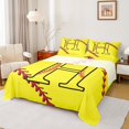 thumbnail image 1 of Homewish Boys Sport Baseball Full Size Sheets, Yellow Initial H Letter Bed Sheets, Chic Stripes Abstract Sheet Sets, Ultra Soft Bedroom Decor, 4pcs, 1 of 7
