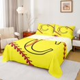 thumbnail image 1 of Homewish Boys Sport Baseball Twin Sheet Sets, Yellow Initial C Letter Twin Fitted Sheet, Chic Stripes Abstract Flat Sheet, Super Cozy Room Decor, 3pcs, 1 of 7