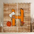 thumbnail image 1 of Homewish Boys Sport Basketball Curtains Pack of 2 (42x84 Each), Initial H Letter Curtains Blackout, Chic Stripes Abstract Bedroom Curtains, Blackout Curtains Decor, 1 of 6