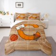 thumbnail image 1 of Homewish Boys Sport Basketball Full Size Comforter Sets, Initial C Letter Bedding Comforter Set, Chic Stripes Abstract Reversible Bedding Sets, Super Cozy Room Decor, 3 Pieces, 1 of 8