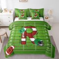 thumbnail image 1 of Homewish Boys Sport Rugby Bedding Comforter Set 7pcs, Brown Initial R Letter Queen Bedding Sets, Chic Stripes Abstract Reversible Queen Sheet Sets, Ultra Soft Bedroom Decor, 1 of 8
