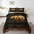 thumbnail image 1 of Homewish Brown Bear Print Full Size Comforter Sets, Rustic Farmhouse Bedding Comforter Set, Teens Kids Adult Men Reversible Bedding Sets, Microfiber Bedroom Decor, 3pcs, 1 of 8