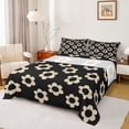 thumbnail image 1 of Homewish Brown Black Floral Full Size Sheets,Cartoon Blossom Bed Sheets,Cute Flower Sheet Sets For Girls Kids,Ultra Soft Home Decor,4-Piece, 1 of 7