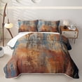 thumbnail image 1 of Homewish Brown Blue Tie Dye Twin Quilt Set,Retro Abstract Artwork Twin Coverlet Set,2pcs, 1 of 7