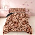 thumbnail image 1 of Homewish Brown Cheetah Print Full Size Comforter Sets, Animal Bedding Comforter Set, Black Reversible, 3pcs 1 Comforter and 2 Pillowcases, 1 of 6