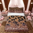 thumbnail image 1 of Homewish Brown Cheetah Print Zipper Full Size Comforter Sets with Fitted Sheet and 2 Pillowcases for Girls, Glitters Printed Zipper Bedding Set, 1 of 7