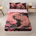 thumbnail image 1 of Homewish Brown Funny Capybara Zipper Full Size Comforter Sets with Fitted Sheet and 2 Pillowcases,Japanese Style Pink Cherry Blossom Zipper Bedding Set For Capybara Lovers,Reversible,4 Pieces, 1 of 7
