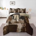 thumbnail image 1 of Homewish Brown Geometric Square Queen Comforter Set,Retro Abstract Art Comforter Sets Queen,Light Gray Reversible,3pcs,1 Comforter and 2 Pillowcases, 1 of 7