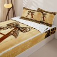thumbnail image 1 of Homewish Brown Initial A Kids Zipper Twin Comforter Sets with Fitted Sheet and 2 Pillowcases, Leopard Print Bowknot Zipper Bedding Set, Reversible, 4-Piece, 1 of 6