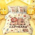 thumbnail image 1 of Homewish Brown Kawaii Capybara 7-Piece Twin Bedding Sets,Cartoon Animal Bedding Comforter Set,Rainbow Stars Pattern Sheet Sets For Girl Boy,Breathable Home Decor Reversible, 1 of 8