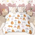 thumbnail image 1 of Homewish Brown Kawaii Capybara 7 Pieces Bedding Comforter Set,Colorful Rainbow Full Bedding Set,Cute Multicolor Loves Fitted Sheet Flat Sheet For Girl Teens,Ultra Soft Home Decor Reversible, 1 of 9