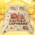 thumbnail image 1 of Homewish Brown Kawaii Capybara Bedding Comforter Set,Cartoon Animal Twin Comforter Sets,Rainbow Stars Pattern Bedding Set For Girl Boy,Breathable Home Decor Reversible,2pcs, 1 of 8