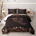 thumbnail image 1 of Homewish Brown Leopard Print Bed Spread Queen for Girls Women, Monogrammed Q Queen Coverlet Set, 1 of 7