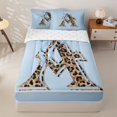 thumbnail image 1 of Homewish Brown Leopard Print A Kid Zipper Twin Comforter Sets with Fitted Sheet and 2 Pillowcases, Blue Princess Bowknot Zipper Bedding Set, Reversible, 4 Pieces, 1 of 6