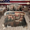 thumbnail image 1 of Homewish Brown Moose Deer Bedding Comforter Set 7pcs for Adult, Rustic Farmhouse Queen Bedding Sets, Western US Flag Reversible Queen Sheet Sets, Lightweight Room Decor, 1 of 8
