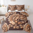 thumbnail image 1 of Homewish Brown Paisley Print Twin Bedding Sets 7-Piece for Adult, Vintage Damask Flower Bedding Comforter Set, Southwestern Theme Reversible Sheet Sets, Super Cozy Room Decor, 1 of 7