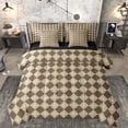 thumbnail image 1 of Homewish Brown Rhombus Checkered 7pcs Bedding Comforter Set,Retro Boho Geometric Queen Bedding Sets,Bohemian Plaid Print Queen Sheet Sets For Girls Teens,Breathable Home Decor Reversible, 1 of 8
