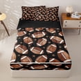 thumbnail image 1 of Homewish Brown Rugby Stars Print Zipper Twin Comforter Sets with Fitted Sheet and 2 Pillowcases,American Ball Football Theme Zipper Bedding Set For Kids,Black Reversible,4 Pieces, 1 of 7