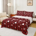 thumbnail image 1 of Homewish Buffalo Plaid Child Bed Sheets, Xmas Tree Reindeer King Sheets, Vintage Winter Christmas Sheet Set, Luxury Bedroom Decor, 4 Pieces, 1 of 7