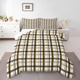 thumbnail image 1 of Homewish Buffalo Plaid Child Full Size Comforter Sets, Modern Abstract Artwork Bedding Comforter Set, White Yellow Stripes Line Reversible Bedding Sets, Luxury Bedroom Decor, 3pcs, 1 of 8