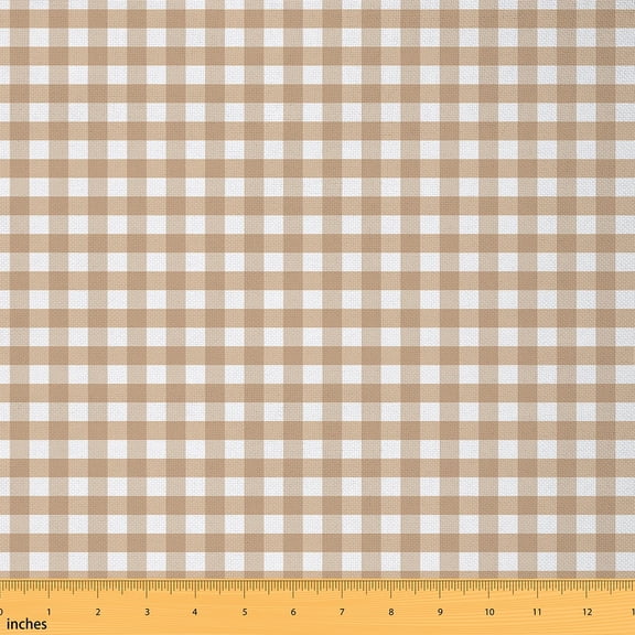 Homewish Buffalo Plaid Female Fabric by the Yard 1 Yard, Wheat Abstract Checkered Room Decor Fabric by the Yard, Vintage Fashion Sewing Fabric, Luxury Bedroom Decor