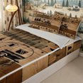 thumbnail image 1 of Homewish Camping Car Zipper Full Size Comforter Sets with Fitted Sheet and 2 Pillowcases for Boys Girls,Black Brown Zipper Bedding Set for Teens,4pcs,Grey Reversible, 1 of 6