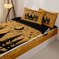 thumbnail image 1 of Homewish Camping Life Tent Zipper Twin Comforter Sets with Fitted Sheet and 2 Pillowcases, Wood Grain Moon Star Zipper Bedding Set for Men and Women, Black Reversible, 4 Pieces, 1 of 6