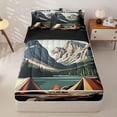 thumbnail image 1 of Homewish Camping Theme Zipper Twin Comforter Sets with Fitted Sheet and 2 Pillowcases,Nature Mountain Lake Zipper Bedding Set,Black Reversible,4-Piece, 1 of 7