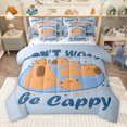 thumbnail image 1 of Homewish Be Cappy 7pcs Bedding Comforter Set,Cartoon Animal Capybara Queen Bedding Sets,Blue Brown Queen Sheet Sets For Boys Kids,Super Cozy Room Decor Reversible, 1 of 8