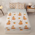 thumbnail image 1 of Homewish Capybara Kids Zipper Full Size Comforter Sets with Fitted Sheet and 2 Pillowcases, Cartoon Orange Fruit Zipper Bedding Set, Gray Reversible, 4 Pieces, 1 of 6
