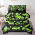 thumbnail image 1 of Homewish Car Theme 7 Pieces Bedding Comforter Set For Teens Boys Girls,Cartoon Green Truck Full Bedding Set Lightweight,Construction Vehicles Fitted Sheet Flat Sheet,Microfiber Bedroom Decor, 1 of 8