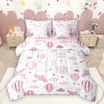 thumbnail image 1 of Homewish Cartoon Aicrafts Airplanes 7 Pieces Bedding Comforter Set,Coluds Stars Pattern Full Bedding Set,Pink White Fitted Sheet Flat Sheet For Boys Kids,Ultra Soft Home Decor Reversible, 1 of 8