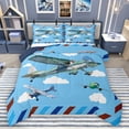 thumbnail image 1 of Homewish Cartoon Aircraft Airplane Bedding Comforter Set,Watercolor Graffiti Twin Comforter Sets,Geometric Striped Lines Bedding Set For Boys Kids,Breathable Home Decor Reversible,2 Pieces, 1 of 8