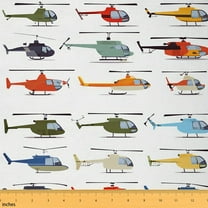 Homewish Cartoon Airplane Fabric by the Yard 1 Yard,Modern Aircraft Home Decor Fabric by the Yard,Colorful Helicopter Sewing Fabric For Boys Kids,Luxury Bedroom Decor