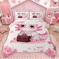 thumbnail image 1 of Homewish Cartoon Animal Axolotl Full Size Comforter Sets,Cherry Blossom Bedding Comforter Set,Pink Cute Salamander Bedding Sets,For Teens,Microfiber Bedroom Decor Reversible,3pcs, 1 of 8