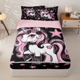 thumbnail image 1 of Homewish Cartoon Animal Unicorn Zipper Twin Comforter Sets with Fitted Sheet and 2 Pillowcases For Kids,Kawaii Stars Print Zipper Bedding Set,Pink Reversible,4-Piece, 1 of 7