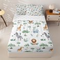 thumbnail image 1 of Homewish Cartoon Animal Zipper Twin Comforter Sets with Fitted Sheet and 2 Pillowcases for Boys, Lion Zebra Zipper Bedding Set, Reversible, 4pcs, 1 of 6
