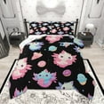 thumbnail image 1 of Homewish Cartoon Axolotl Bedding Comforter Set for Kids Girls, Kawaii Ice Cream Donut Twin Comforter Sets, Cute Animal Wildlife Bedding Set, Black Bedroom Decor, 1 of 8