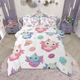 thumbnail image 1 of Homewish Cartoon Axolotl Queen Comforter Set for Kids Girls, Kawaii Ice Cream Donut Bedding Sets, Cute Animal Wildlife Bedding Comforter Set, White Room Decor, 1 of 8