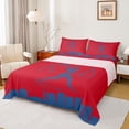thumbnail image 1 of Homewish Cartoon Baseball Athlete Full Size Sheets for Kids, Cartoon Ball Gaming Bed Sheets, Red Blue Stripes Lines Sheet Sets, Lightweight Room Decor, 4pcs, 1 of 7