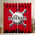 thumbnail image 1 of Homewish Cartoon Baseball Sports Curtains Pack of 2 (42x84 Each) for Kid, Red Black City Print Curtains Blackout, Modern Ball Gaming Bedroom Curtains, Living Room Curtains Decor, 1 of 6