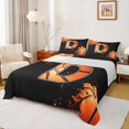 thumbnail image 1 of Homewish Cartoon Basketball Boys Bed Sheets, Black Orange Monogrammed D King Sheets, Modern Ball Sports Player Sheet Set, Lightweight Room Decor, 4pcs, 1 of 7